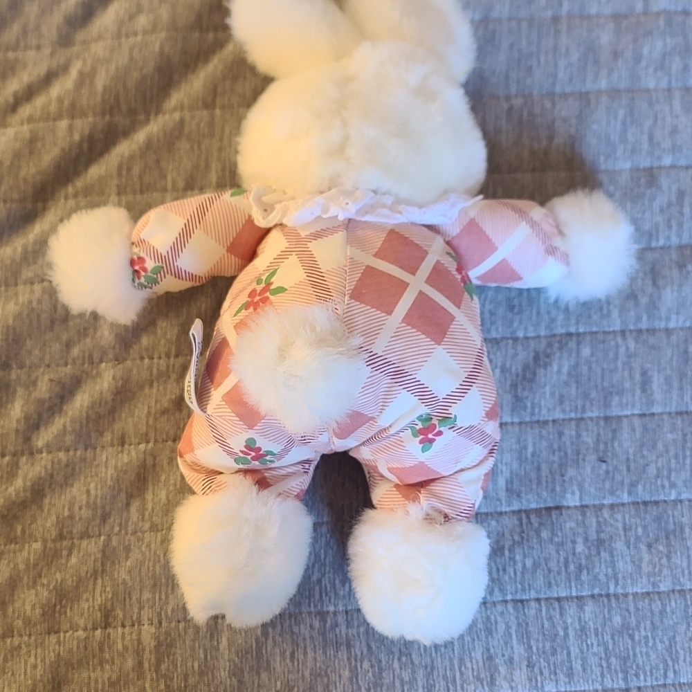 Plaid Pink and White Plush Bunny - Picture 4 of 4